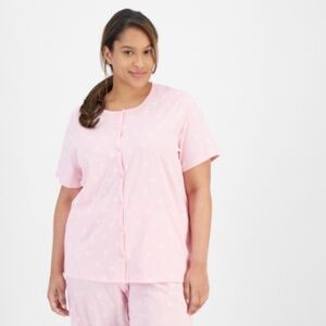 Charter Club Plus Size 1-Pc. Cotton Cropped Pajamas Top